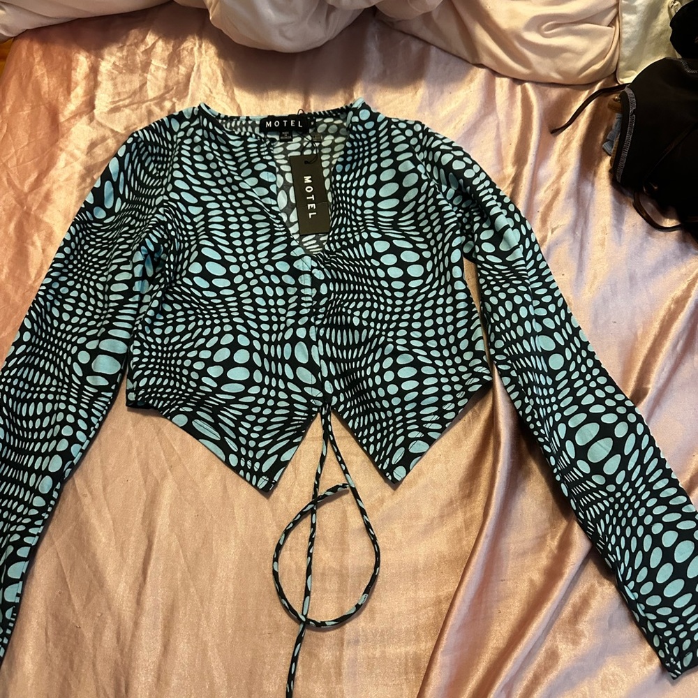 Motel Rocks Black and Blue Patterned Women's Top
